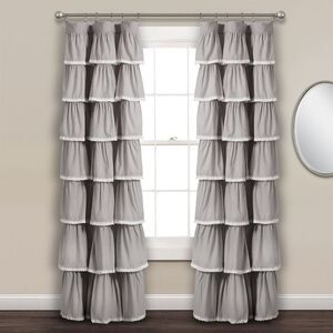 Lush Decor - 52"x84" Ruffle Window Kids' Curtain Panel Gray - L Gray